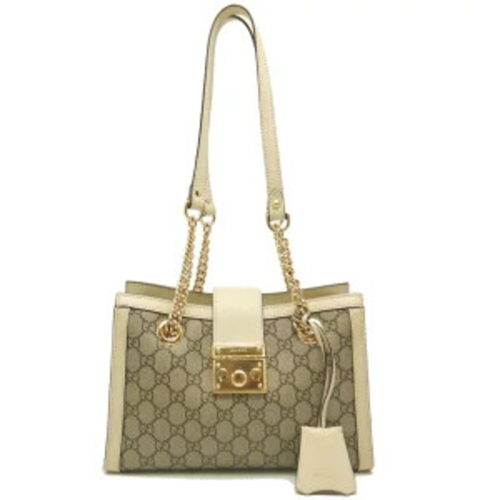 GUCCI Cruise Padlock Tote Bag GG Supreme Leather Beige Ivory White - Picture 9 of 9